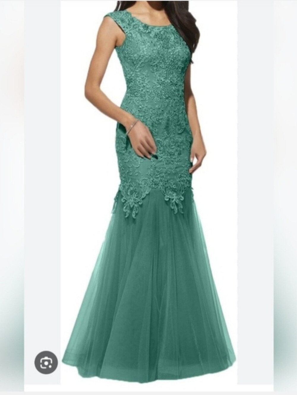 JJ'S House Women's Lace Mermaid Formal Evening Dress In Dark Green SZ 8